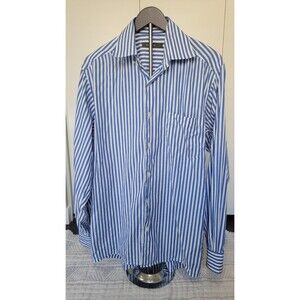 Ermenegildo‎ Zegna Blue & White Striped Dress Shirt – Men’s Medium